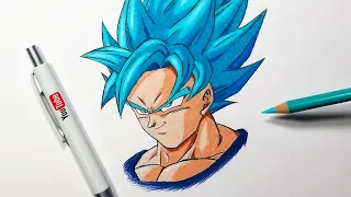 Tutorial: How To Draw Goku Super Saiyan BLUE! - Step By Step