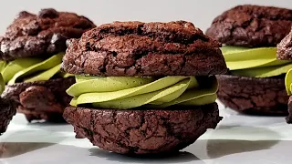 말차 크림 샌드 브라우니 쿠키 Matcha cream with brownie cookies