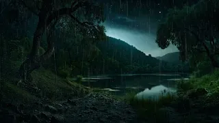 Tranquil Rainfall In The Forest | Calming Lake Sounds For Well-Being | Gentle Nature Ambiance | ASMR