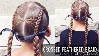 Crossed Feathered Braid | One Minute Tutorial | Brown Haired Bliss