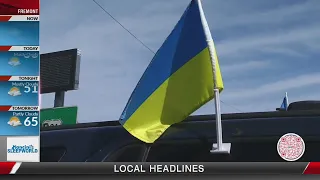 Ukrainian flags flying off the shelves