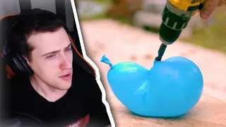 HELLYEAHPLAY СМОТРИТ / Water Balloons Look AMAZING in Slow Motion
