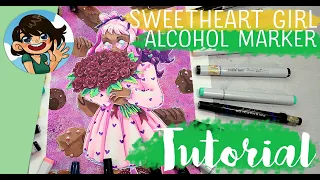 Sweetheart Girl Alcohol Marker Illustration