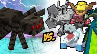 Mutant Spider Vs. Mowzie’s Mobs Monsters in Minecraft