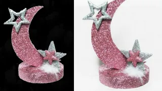 Glitter Foam sheet craft ideas | Lindo ! Moon showpiece making