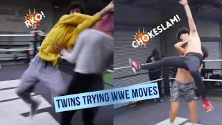 Stokes twins became Pro wrestlers😱,Shawn tries to RKO Kat 😂😂 #stokestwinspranks #stokes #amp