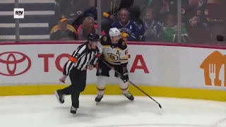 Wes McCauley lays out Brad Marchand * NHL Bruins