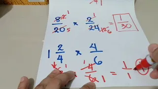 Multiplication of fractions using cancellation ( tagalog/ English)