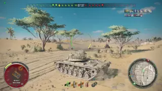 WOT PS4 Ace Tanker M48A1 Patton 6.5k damage 4 kills Sand River Standard Battle