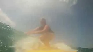 Surfing in my Bond Girl suit!!!    Womens longboarding