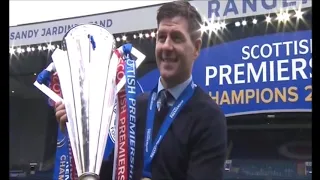 Rangers are Champion55, Stevie G and the Players, even Jimmy Bell,  all Celebrate Lifting the Trophy