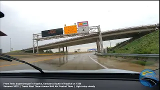 Driving in the rain frm Topeka, KS. Peaceful drive with scenery along the interstate highway  | 1of7