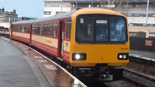 Class 144011 Departing Keighley (KWVR) Railway Station for Oxenhope