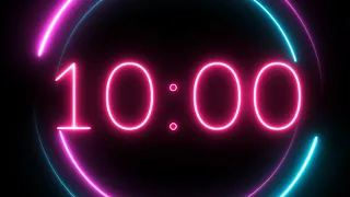 10 Minute ANIMATED NEON Countdown Timer ⏳ (4K)