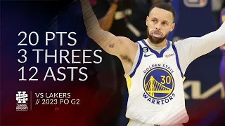 Stephen Curry 20 pts 3 threes 12 asts vs Lakers 2023 PO G2