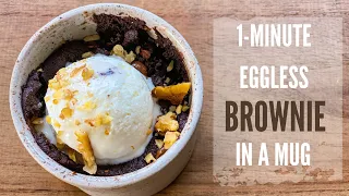 Eggless One Minute Brownie in a Mug | Lockdown microwave brownie | No-oven eggless brownies |