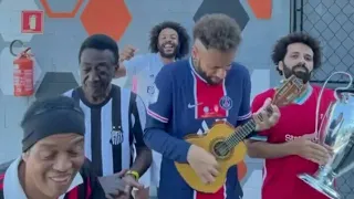 Neymar, Pele, Ronaldinho Singing the Champions League Theme 😂 #SHORTS