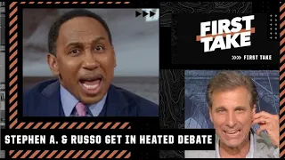 Mad Dog turns off his earpiece after Stephen A.‘s Bill Russell take 👀 | First Take