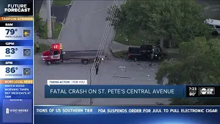 1 killed, 3 seriously injured after truck crashes into tree in St. Pete