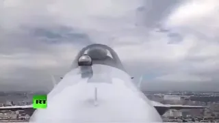 Russian Sukhoi Su 57 Stealth Fighter Flying Over Moscow During Victory Day Parade May 9 2021