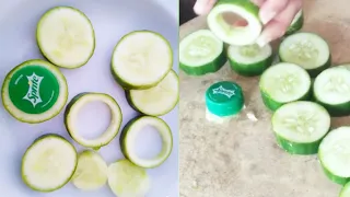 I can't stop eating this cucumber|cut the cucumber just so & it becomes a Work of art|cucumber rings