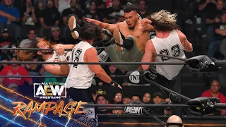 Who left the NBA All Star, Slam Dunk Match With The Trios Championship | AEW Rampage, 2/17/23