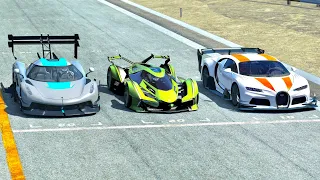 Lamborghini V12 Vision GT vs Koenigsegg Jesko GTR vs Bugatti Chiron GTR - Drag Race 20 KM