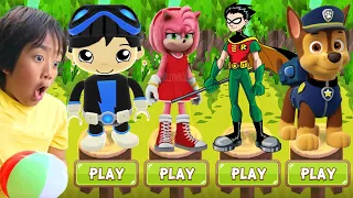 Tag with Ryan vs Sonic Dash Movie Amy vs Teen Titans Robin vs PAW Patrol Pups Chase - Gameplay