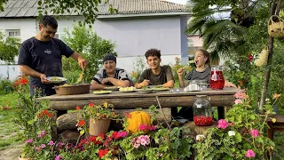 COOL DAY IN THE VILLAGE   GRANDMA COOKING SUMMER PILAF   RELAXING COUNTRYSIDE LIFE | RURAL FAMILY