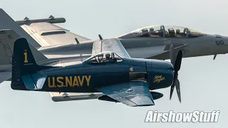 EA-18G Growler and F8F Bearcat Formation - Spirit of St Louis Airshow 2019