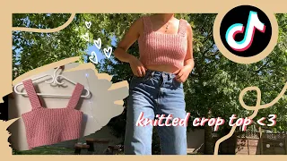 knitting my own diy crop top! ~tik tok inspired~ easy and simple tutorial