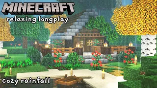 Minecraft Relaxing Longplay - Building a Cozy Cottage in the Rain (No Commentary)