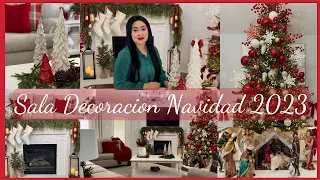 DECORACIÓN de SALA NAVIDAD 2023🎅/ DECORACIÓN de Mî  CHIMENEA NAVIDAD 2023🎄