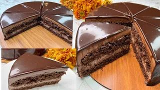 CHOCOLATE MIRROR GLAZE cake recipe/ Moist chocolate cake with chocolate Ganache/ best cake