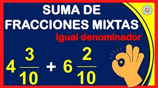 ✅ Suma de Fracciones Mixtas con igual denominador - Ejemplos Resueltos | Fracciones