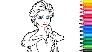 Frozen 2. Coloring and drawing for kids. Queen Elsa. Холодное сердце 2. Раскраски для детей.