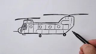 How to draw a military helicopter Chinook