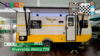 Riverside Retro 179 Camper with Front Dinette for sale at All Season RV dealer. Streetsboro, Ohio.