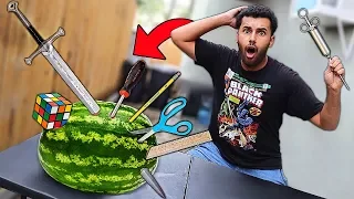 Using RANDOM Objects As Throwing WEAPONS!! (WILL IT STICK CHALLENGE!!)