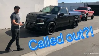 COCKY DIESEL OWNER CALLS OUT SHELBY TRUCK! (5.0 F150 VS. DURAMAX DIESEL! (FBO LBZ)