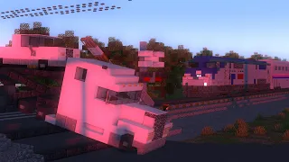 Amtrak Train Vs. Semi Car Hauler in Minecraft Animation