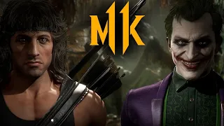 MK11 Rambo vs Joker And Rain Very Hard Fights [Kombat Fight]