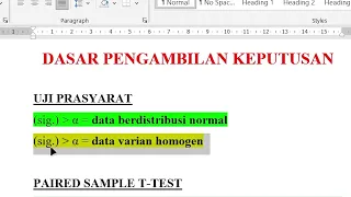 Uji Hipotesis - Paired Sample T-Test (Inc. Uji Normalitas & Homogenitas)