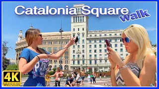 【4K】WALK CATALONIA Square BARCELONA Spain 4K video TRAVEL vlog