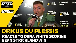 Dricus Du Plessis Reacts to Dana White Scoring Sean Strickland Win | UFC 297 | MMA Fighting