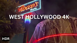 West Hollywood Walking at Night - 4K