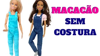 Como Fazer Macacão Sem Costura Para Barbie | Roupa Para Boneca | DIY | Doll Overalls