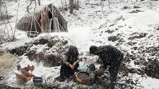 nomadic family lovely lifestyle in WINTER! - cold morning with IRAN nomads