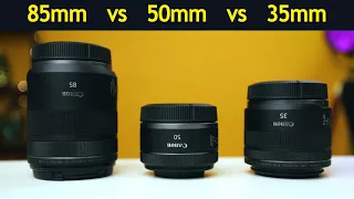 35mm vs 50mm vs 85mm Lens Comparison for Portrait Photography (in Hindi)
