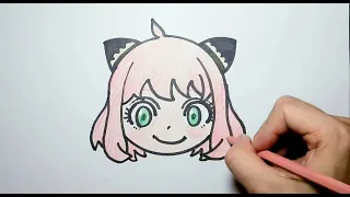 How to Draw Anya by a circle cute & easy (step be step)